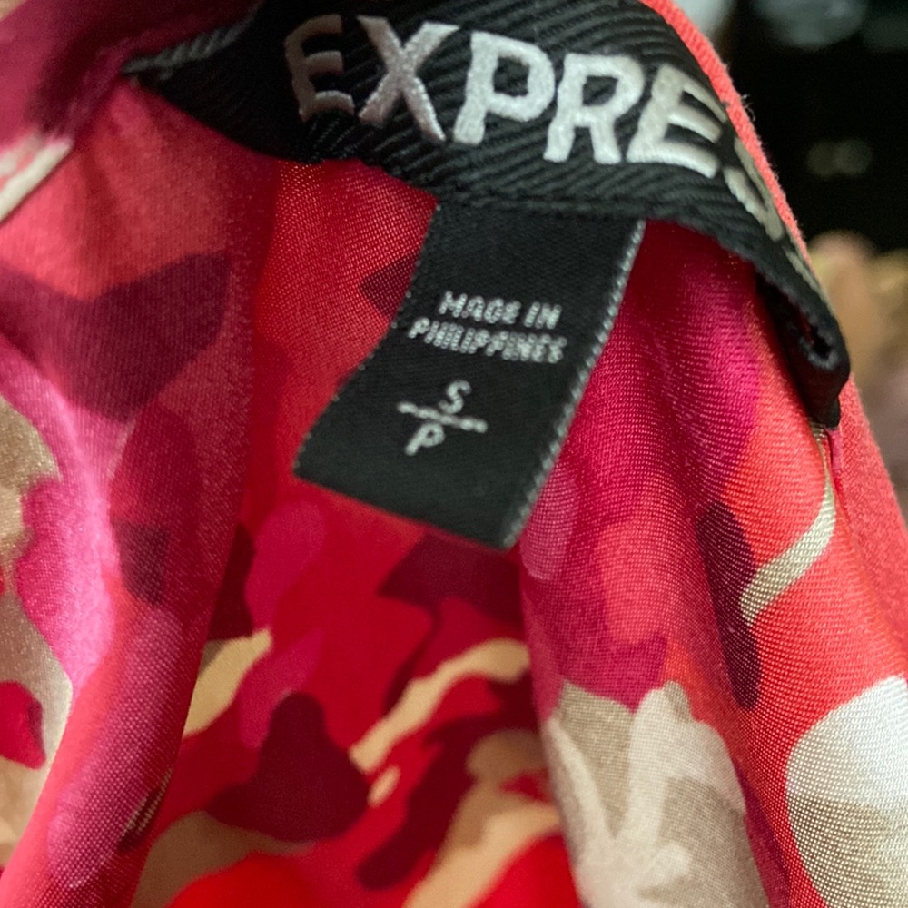 Express Floral pocket elastic waists mini dress S floral - Picture 3 of 5